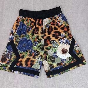 Jordan Dri-Fit Shorts Boys Small Floral Leopard Print Blue White Athletic Rare